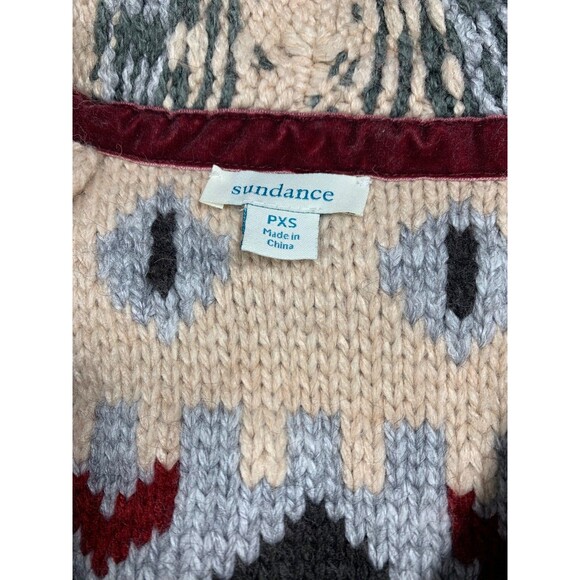 SUNDANCE Juneau Skies Long Sweater Coat Womens PXS Fair Isle Western Chunky Knit - Picture 3 of 11